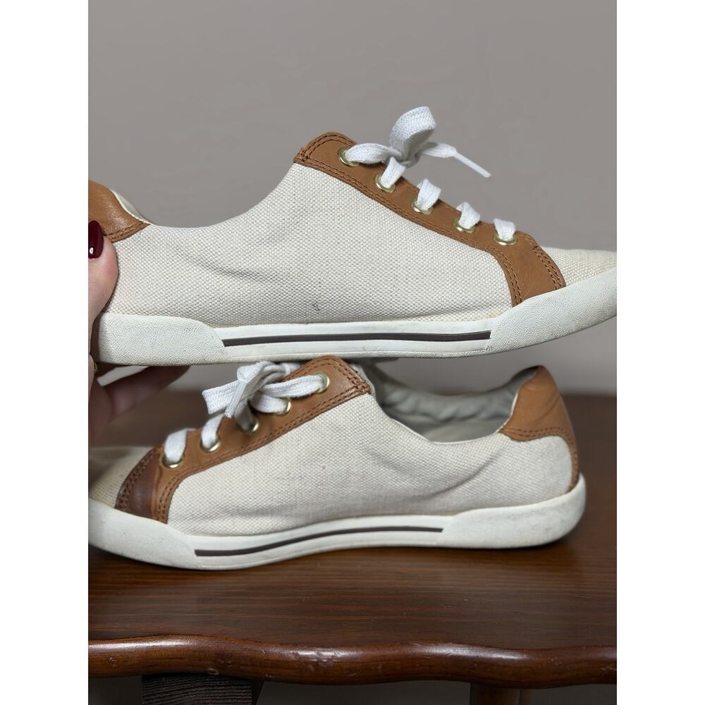 Coach White Canvas and Brown Leather Accent Sneakers - Picture 7 of 12